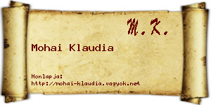 Mohai Klaudia névjegykártya